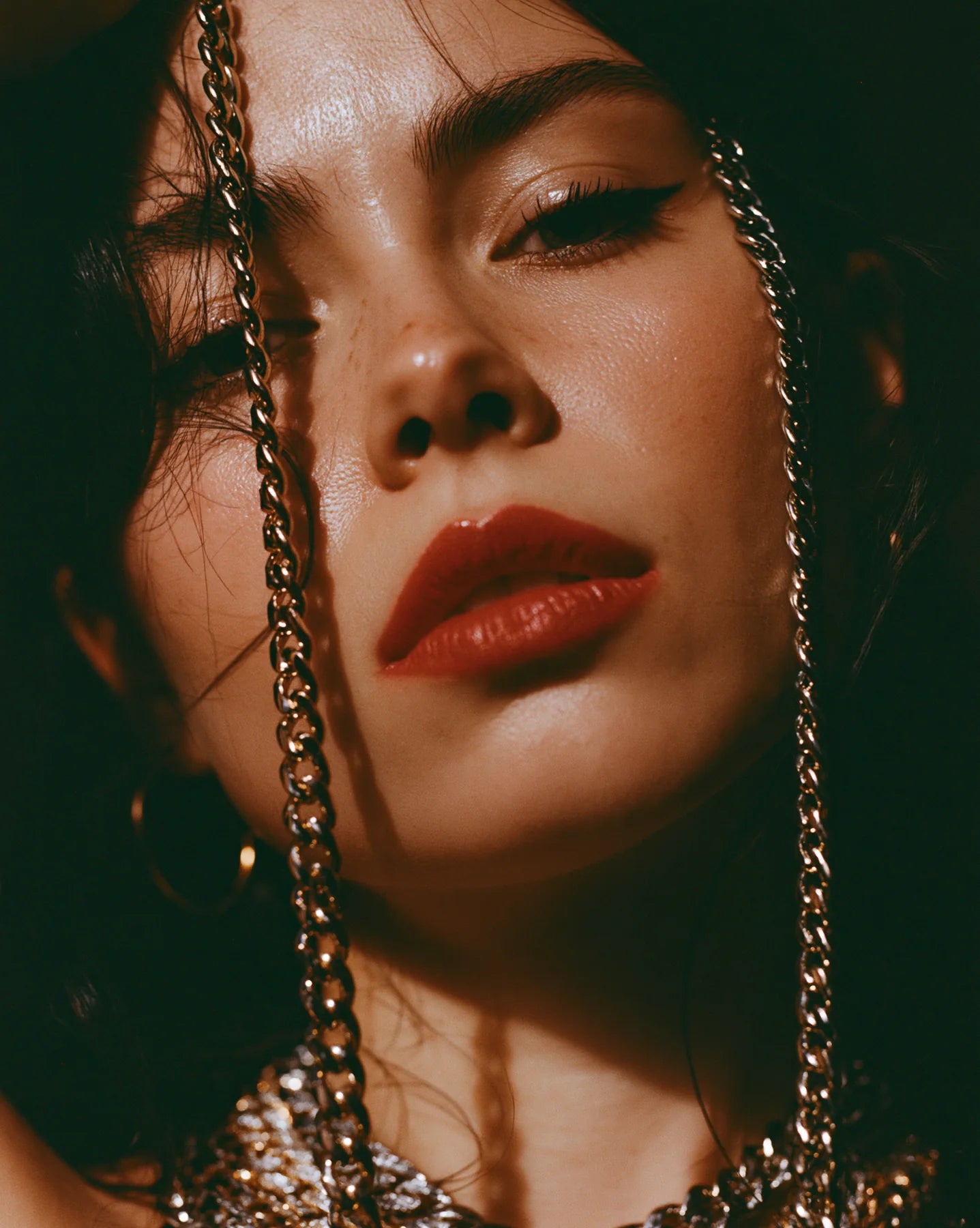 Playmaker Chains campaign model wearing layered jewelry